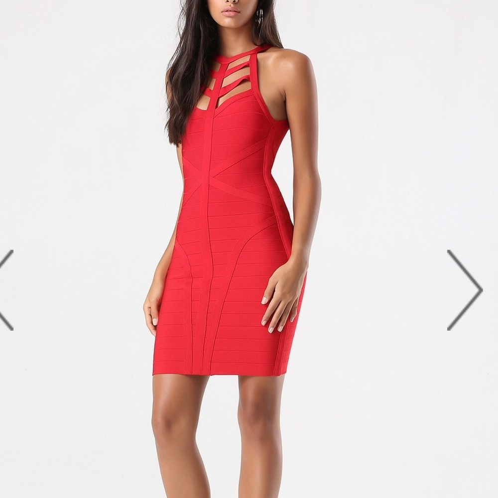 NWT Bebe Red Miranda Bandage dress